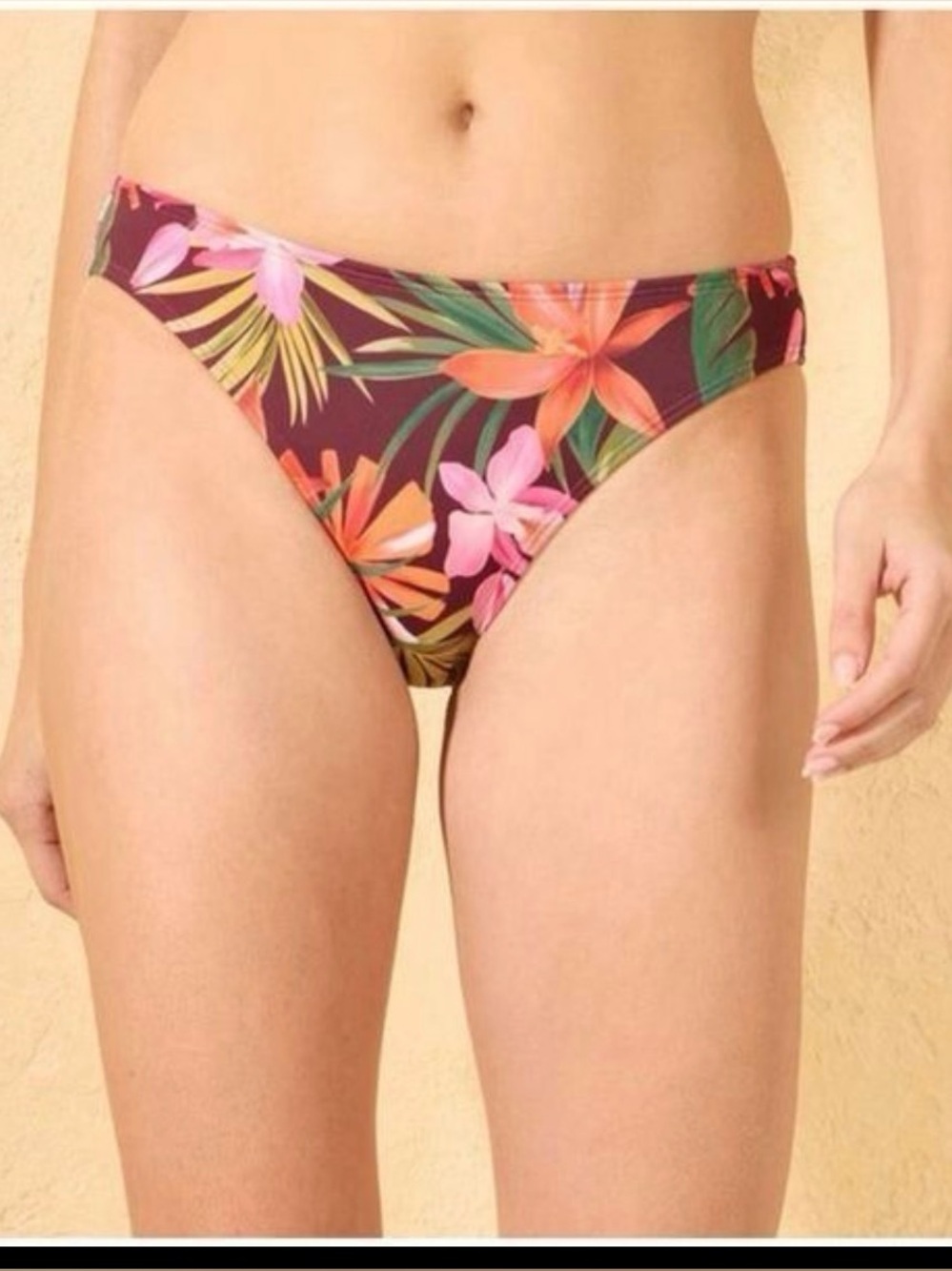 Women’s Low Rise Swimsuit Bottom Tropical flowers Small 4-6